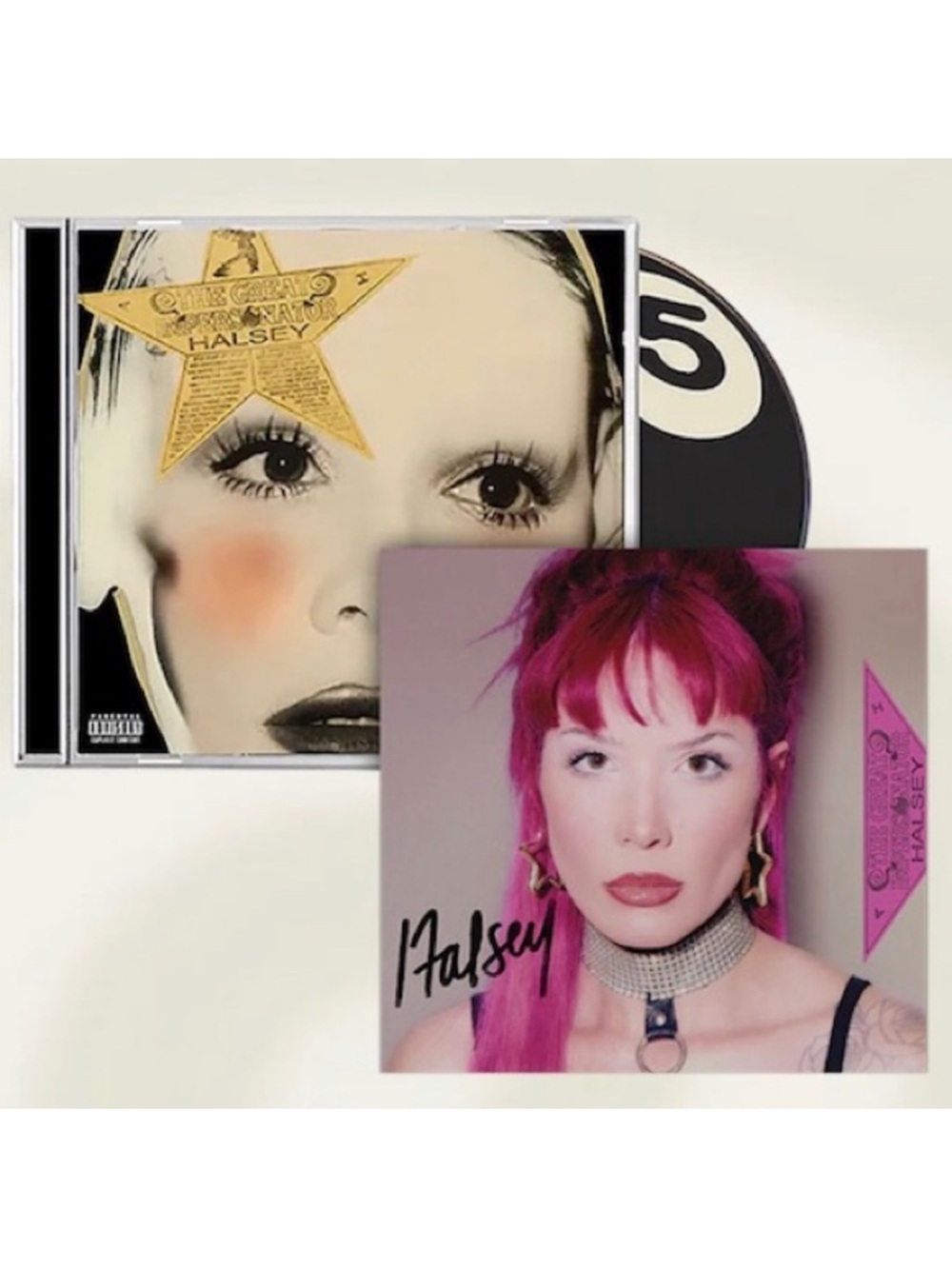Halsey SIGNED PHOTO Y2K THE GREAT IMPERSONATOR CD